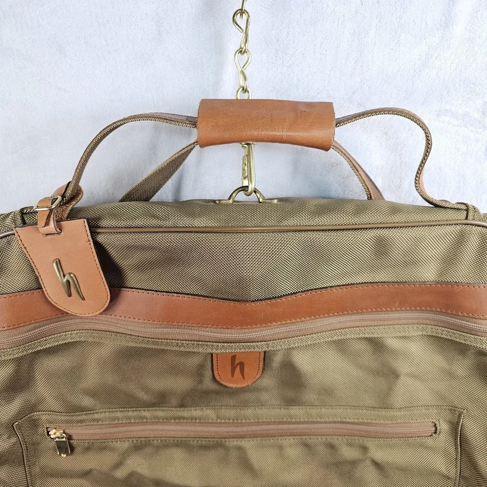 Vtg Hartmann Garment Bag Ballistic Nylon Leather Trim Travel Fold Business
